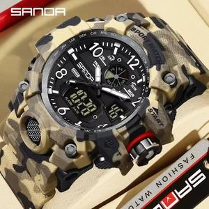 Reloj Deportivo Digital LED de Camuflaje de Lujo SANDA 3358, Resistente al Agua 5BAR, Correa de Goma, Reloj de Pulsera de Cuarzo para Hombre - Product Image 4