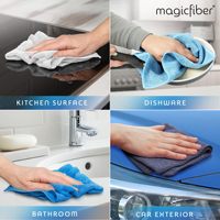 Lot de 12 chiffons de nettoyage carrés en microfibre, absorbants et doux, adaptés aux cuisines, aux fenêtres et au lavage de voitures, avec sac de rangement.