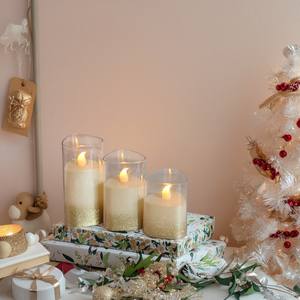 Nouvel arrivage de bougies <span class=keywords><strong>LED</strong></span> sans flamme à paillettes dorées à piles pour centres de table de mariage, décoration d'anniversaire de table - Product Image 2