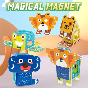 Jouets en blocs magnétiques série <span class=keywords><strong>Zoo</strong></span>, <span class=keywords><strong>jeu</strong></span> éducatif intelligent 3D STEM pour enfants, tout-petits, garçons, filles, ensemble de tuiles magnétiques - Product Image 5