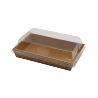 Plateau d'emballage pour sushis en papier kraft écologique, sans colle, étanche, avec couvercle