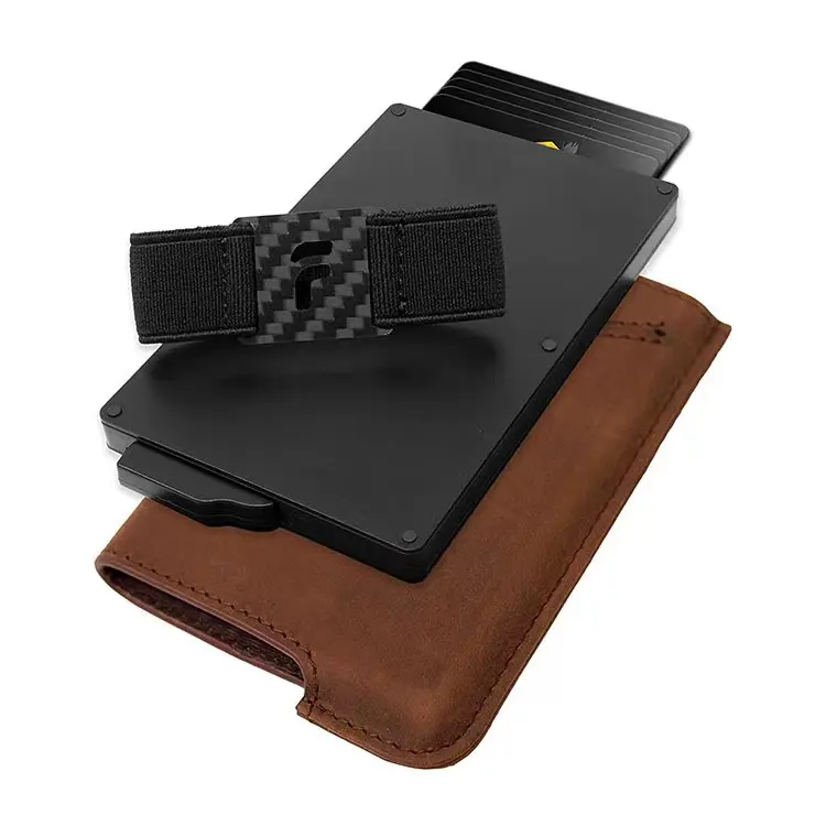 Luxury Brand Minimalist Wallet for Men Slim RFID Card Holder Leather Case New Arrival Aluminum Card Holder Case