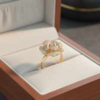 Cincin New Bohemia Chunky Glossy Flowers Artwork Bergaya Hiperbola Minimalis Fashion Sehari-hari Manis Desainer Perhiasan Kustom