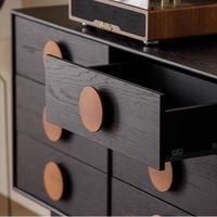 Armoire à neuf tiroirs vintage noire en bois massif, meuble de rangement mural pour salon, commode de chambre à coucher