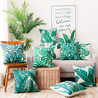 Housse de coussin décorative pour canapé et canapé, taie d'oreiller en Polyester, coton et lin à imprimé Tropical de haute qualité