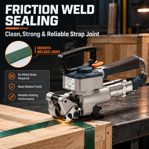 Outil de cerclage pneumatique TP25B haute fiabilité avec joint de soudure robuste pour l'emballage du bois et des briques - Product Image 1