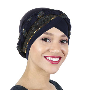 Hijab pañuelo para la cabeza envoltura árabe musulmán trenzado trenza <span class=keywords><strong>turbante</strong></span> gorra Bandanas <span class=keywords><strong>turbante</strong></span> africano con lentejuelas trenza <span class=keywords><strong>turbante</strong></span> sombrero para mujer - Product Image 6