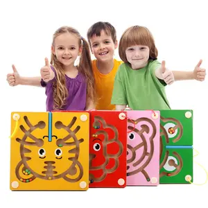 나무 퍼즐 장난감 교육 어린이 나무 자기 구슬 만화 Mazet oy 어린이 조기 교육 감각 장난감 공 게임 장난감