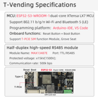 Placa de Desarrollo LILYGO T-Vending ESP32-S3-WROOM-1, Módulo RS485 de Alta Velocidad, Compatible con WIFI y Bluetooth para Kits de Módulos SIM T-PCIE