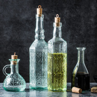 Ensemble personnalisé de haute qualité assorti de bouteilles en verre transparent antique classique de 350ml 750ml avec bouchon en liège