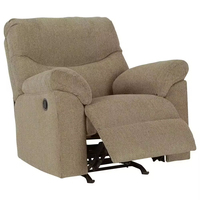 Fauteuil inclinable manuel à bascule en tissu brun moderne sans dossier avec télécommande, cadre en bois pour salon