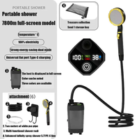 Ensemble de douche d'extérieur rechargeable Pompe de douche portable d'extérieur Affichage de température de douche de camping électrique pour le lavage de voiture Bain pour animaux de compagnie