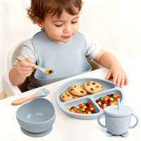 6 PCS Assiettes et Bowls Anti-BPA Non-Toxiques, Jeunes Gourmets avec Tasses Panda Durable de Grade Alimentaire, Bic et Cuillères
