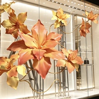 Décoration de plafond pour mariage avec fleur géante orange dégradée suspendue, grande installation florale en mousse pour fête et vitrine