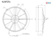 Ventilateur de moteur CC SPAL de 12 pouces, souffleur, condenseur d'air de bus, 24V, poussée-tirage, Keao KLNF251, certifié IATF16949, 13 mois KING LONG pour
