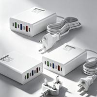 Support de charge super rapide 120W avec 7 ports (4 Type C + 3 USB) - Hub de charge USB-C 120W - Prise de charge pour téléphone portable - Câble d'extension