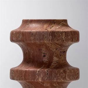 Surface aiguisée par collection rouge antique de vase et de pot de fleur de flore de pierre de travertin - Product Image 4