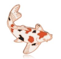 Logo gratuit Conception de poisson Koi Rose Or Noir Épinglette en métal Baleine Souvenir d'aquarium personnalisé Épingles en émail dur doux