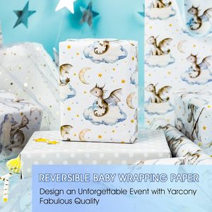 Dragon Wrapping Paper 17 Inch X 16.5 Feet Eco Friendly Single Side Craft Paper Baby Shower First Birthday Gift <b>Wrap</b> - Product Image 2