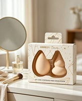 Lot de 2 éponges de maquillage en forme de goutte d'eau et de gourde, douces, sans latex, utilisation humide et sèche, avec boîte cadeau OEM