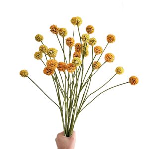 Bouquet de fleurs artificielles Yasunobu, boule dorée, blanc, jaune, orange, vert, polyester, branche unique, décoration de mariage et de maison - Product Image 5