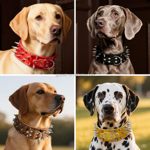Collares de Cuero Anchos con Púas Anti-Mordida para Perros, <span class=keywords><strong>Collar</strong></span> con Tachuelas para Pitbull y Bulldog - Product Image 5