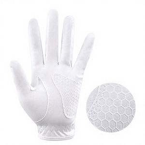 Gants de golf en cuir véritable blancs pour femmes avec accents roses, antidérapants, à enfiler, pour le golf - Product Image 2