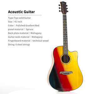 Guitarra acústica folk de tapa sólida con acabado brillante, 36-41 pulgadas, tono cálido para principiantes y profesionales - Product Image 5