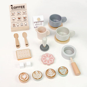 Jouet de cuisine en bois pour enfants, ensemble de jeu de rôle pour la maison, desserts, pain, thé de l'après-midi, <span class=keywords><strong>machine</strong></span> à café de simulation pour les 4-14 ans - Product Image 3
