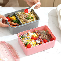 Boîte à lunch scolaire avec logo personnalisé Récipient alimentaire chauffant avec couvercle en PP Boîte à bento pique-nique en plein air pour enfants avec bouteille d'eau