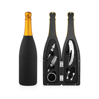 Produits spéciaux ouvre-bouteille de champagne en forme de boîte-cadeau en métal complètement 5 pièces outils pour le vin kit ouvre-bouteille