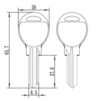 Clé vierge en fer à coupe rapide, pour machine de duplication de clés, en matériau durable, pour serrurier