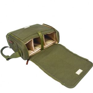 Sac à bandoulière pour appareil photo reflex numérique homme, en toile verte, multifonctionnel, avec insert amovible, style vintage, fabriqué en usine BSCI, pour ordinateur portable. - Product Image 4