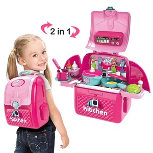 Ensemble de jeu de cuisine éducatif KSF Happy Kitchen pour filles, sac à dos, simulation de cuisine, ustensiles de cuisine en plastique et évier, jouet pour enfants emballé dans une boîte - Product Image 2