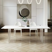 Italienische Luxus-Esszimmer-Sets Tisch und Stuhl Acryl Marmor Modernes Esszimmer-Set