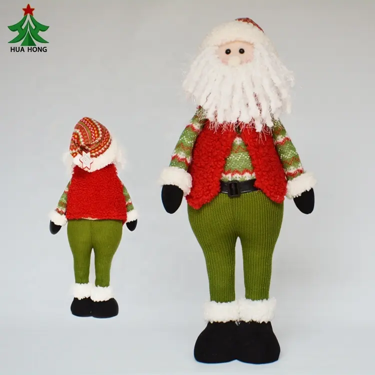 Boneka Santa Claus, Rompi dan Manusia Salju Berdiri dengan Rok Merah Dekorasi Boneka Natal