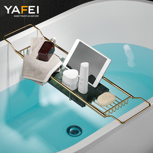 Plateau de <span class=keywords><strong>baignoire</strong></span> en acier inoxydable 2025 sur étagère de table de <span class=keywords><strong>baignoire</strong></span> avec côtés extensibles étagère antidérapante télescopique en marbre naturel - Product Image 5