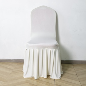 Stretch Spandex Event Chair Covers with Pleated <b>Skirt</b> 180GSM for Wedding Rental Linen Supply Bulk - Product Image 1