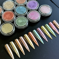 Poudre effet miroir magique (finition électroplaquée) – Pigment pour ongles effet chrome/titane – Poudre effet miroir pour salon