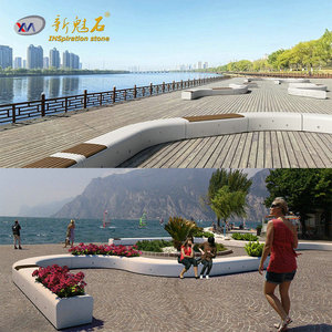 Nuevos Materiales de Construcción de Piedra, Banco GRC XMS006, Asientos de Concreto de Alto Rendimiento para Paisajismo Municipal - Product Image 3