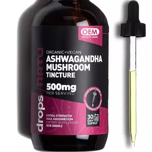 Biocaro nhãn hiệu riêng Hữu Cơ Ashwagandha KSM 66 chiết xuất từ rễ lỏng Ashwagandha giảm chức năng nhận thức và tập trung tăng cường