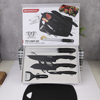 Coffret Cadeau Nouvel An : Ensemble de 7 Couteaux de Chef Professionnels et Planche à Découper, Lavable au Lave-Vaisselle