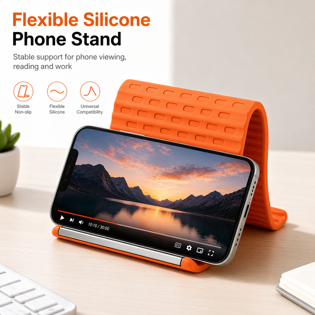 Flexible Silicone Phone Stand Foldable Desk Tablet Holder Portable Non Slip Mobile Stand for Travel Office Home