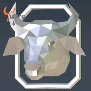 منحوتات رأس حيوان راتنج مصممة خصيصًا من المصنع ، محاكاة ثلاثية الأبعاد لنموذج رأس بقرة ، حرف راتنج منزلية للتعليق على الحائط الفني - Product Image 6