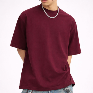 T-shirts pour hommes en coton 100% écologique, coupe ample, design uni avec bordure contrastée, impression sérigraphique - Product Image 6