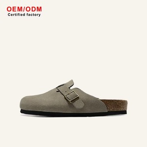 Mules et sabots unisexes de luxe en daim véritable de haute qualité, style Birkenstock, sabots en liège pour femmes, pantoufles en cuir de luxe - Product Image 1