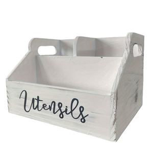 Organisateur d'ustensiles de cuisine en bois massif noir, large et profond, pour couverts et cuillères, rangement pour comptoir, armoire et tiroir - Product Image 5