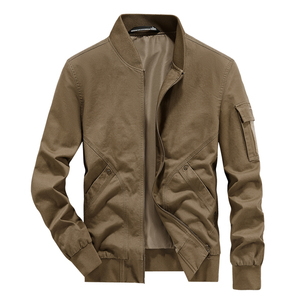 Blouson bomber personnalisé avec logo, pour homme, printemps et automne, en coton lavé, col baseball, coupe ample, décontracté, tendance et confortable. - Product Image 3