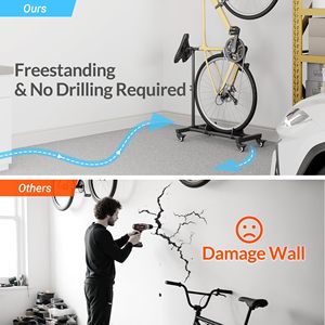 Supporto Verticale <span class=keywords><strong>da</strong></span> <span class=keywords><strong>Parete</strong></span> per Biciclette con Rotazione a 180 Gradi e Porta Pneumatici per Garage - Product Image 2