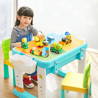 Mesa de Bloques de Construcción FEELO2024FL1632, Juguetes Más Vendidos, Mesa Cuadrada de Bloques de Construcción Personalizados de Partículas Grandes y Pequeñas para Niños